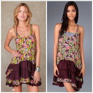Free people floral print ruffle slip dress